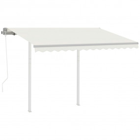 Retractable Awning Cream Aluminum, Iron, Polyester Larg...