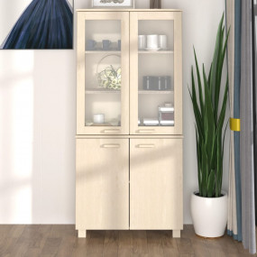 Highboard Set of 2 Honey brown Solid pine wood, MDF, gl...