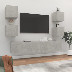 TV Cabinet Set Set of 6 Concrete grey Engineered wood M...