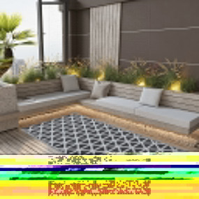 Outdoor Carpet Black Polypropylene 31.5 x 59.1 in Patte...
