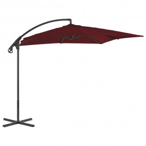 Cantilever Garden Parasol Wine Red Polyester, Steel Lar...