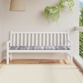 Garden Bench Cushion Grey Check Pattern