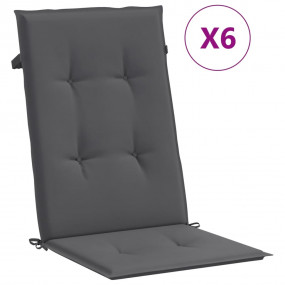 Highback Chair Cushion Set of 6 Anthracite Fabric (100%...