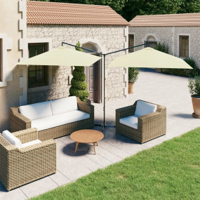 Garden Parasol Sand Polyester, Powder-Coated Steel Doub...