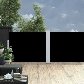 Side Awning Black and Grey Polyester, Powder-Coated Ste...