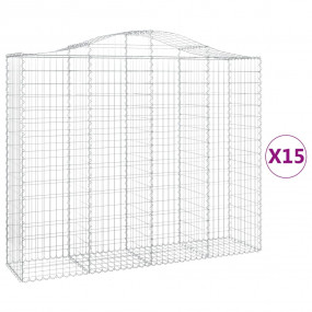 Gabion Basket Set of 15 Silver Galvanized iron Extra La...