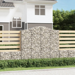 Gabion Basket Set of 2 Silver Galvanized Iron Large