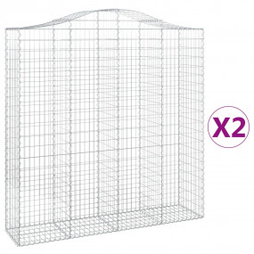 Gabion Basket Set of 2 Silver Galvanized iron Large Dur...