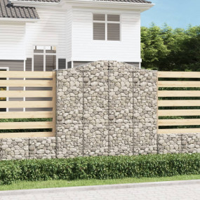 Gabion Basket Set of 3 Silver Galvanized iron