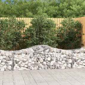 Gabion Basket Set of 3 Silver Galvanized Iron Medium Du...
