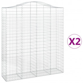 Gabion Basket Set of 2 Silver Galvanized Iron Large
