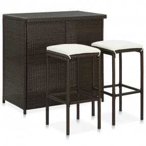 Bar Set Brown PE rattan, steel Large Bar Set Rectangula...