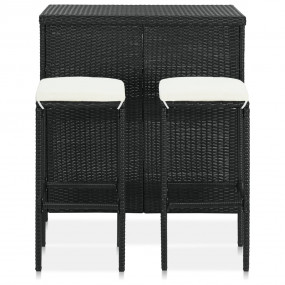 Bar Set Black, Cream White PE rattan, steel, polyester ...
