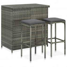 Bar Set Grey PE rattan, steel, fabric (100% polyester) ...