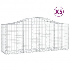 Gabion Basket Set of 5 Silver Galvanized Iron