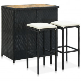 Bar Set Black PE rattan Standard Bar Set Rectangular