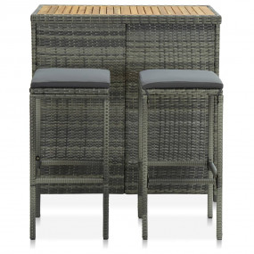 Bar Set Grey PE rattan, steel, solid acacia wood