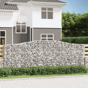 Gabion Basket Set of 2 Silver Galvanized Steel Extra La...