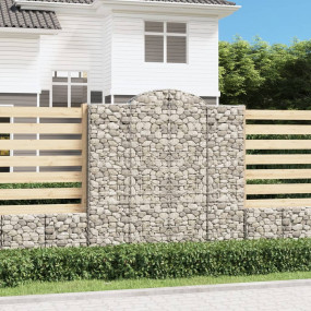 Gabion Basket Set of 3 Silver Galvanized Iron Extra Lar...