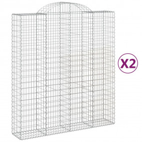 Gabion Basket Set of 2 Silver Galvanized Steel Large