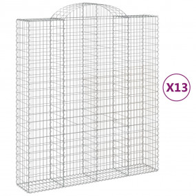 Gabion Basket Set of 13 Silver Galvanized iron Large