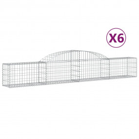 Gabion Basket Set of 6 Silver Galvanized Iron