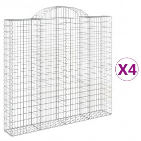 Gabion Basket Set of 4 Silver Galvanized Iron Large Dur...