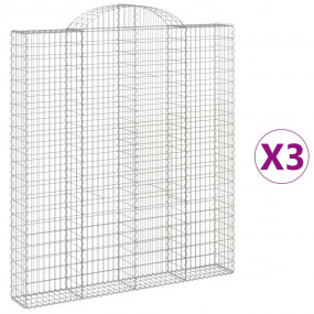 Gabion Basket Set of 3 Silver Galvanized Iron Large
