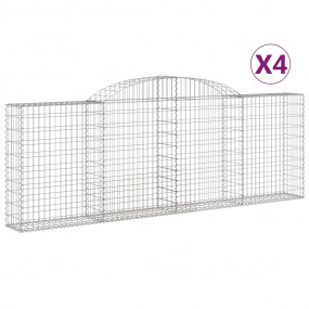 Gabion Basket Set of 4 Silver Galvanized iron