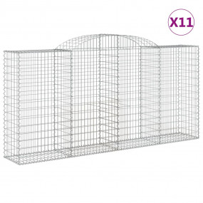 Gabion Basket Set of 11 Silver Galvanized Iron Durable