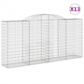 Gabion Basket Set of 13 Silver Galvanized Iron Large Du...