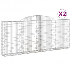 Gabion Basket Set of 2 Silver Galvanized iron Large