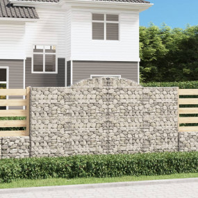 Gabion Basket Set of 2 Silver Galvanized Iron Large Dur...