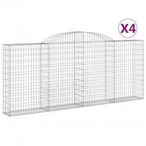 Gabion Basket Set of 4 Silver Galvanized Iron