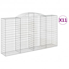Gabion Basket Set of 11 Silver Galvanized Iron Large