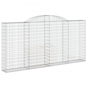 Gabion Basket Set of 3 Silver Galvanized Iron Large