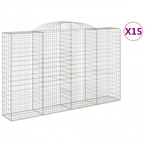 Gabion Basket Set of 15 Silver Galvanized Iron Large