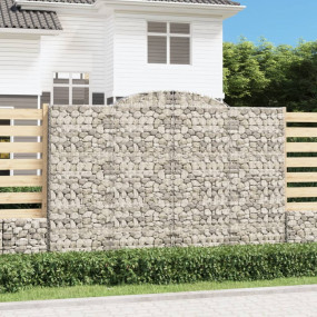 Gabion Basket Set of 2 Silver Galvanized Iron Large