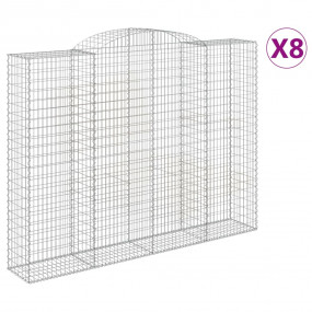 Gabion Basket Set of 8 Silver Galvanized iron Large