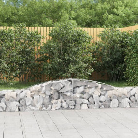 Gabion Basket Set of 4 Silver Galvanized Iron Extra Lon...