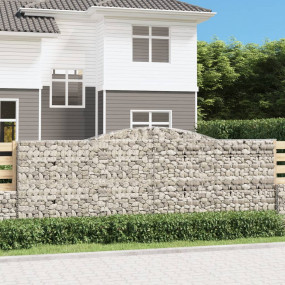 Gabion Basket Set of 2 Silver Galvanized Iron Large Dur...