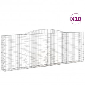 Gabion Basket Set of 10 Silver Galvanized Iron Extra Ta...