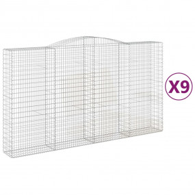 Gabion Basket Set of 9 Silver Galvanized iron Large Dur...