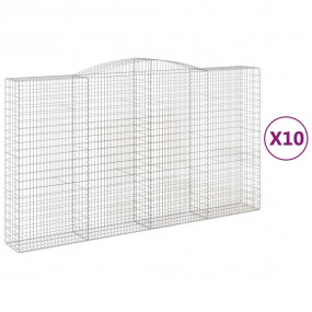 Gabion Basket Set of 10 Silver Galvanized Iron Large He...