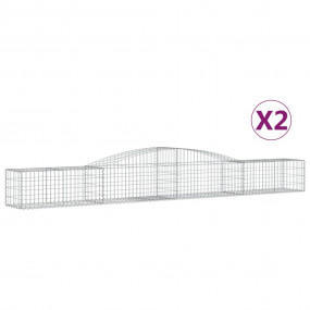 Gabion Basket Set of 2 Silver Galvanized iron Extra Lon...