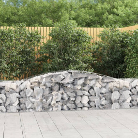 Gabion Basket Set of 2 Silver Galvanized iron Large Sta...