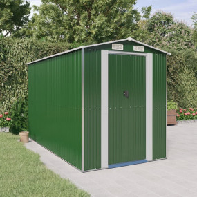 Garden Shed Green Galvanized Steel Large Sliding Compon...