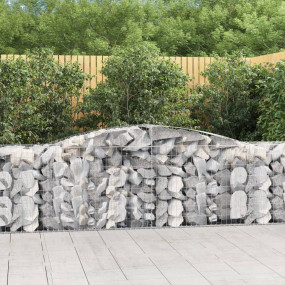 Gabion Basket Set of 2 Silver Galvanized Iron Large