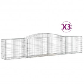 Gabion Basket Set of 3 Silver Galvanized Iron