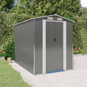 Garden Shed Light Grey Galvanized Steel Large Garden Sh...